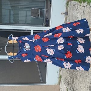 NEW Kate Spade Formal /Casual  Navy and Red Floral Midi Dress Size 16. with Tags